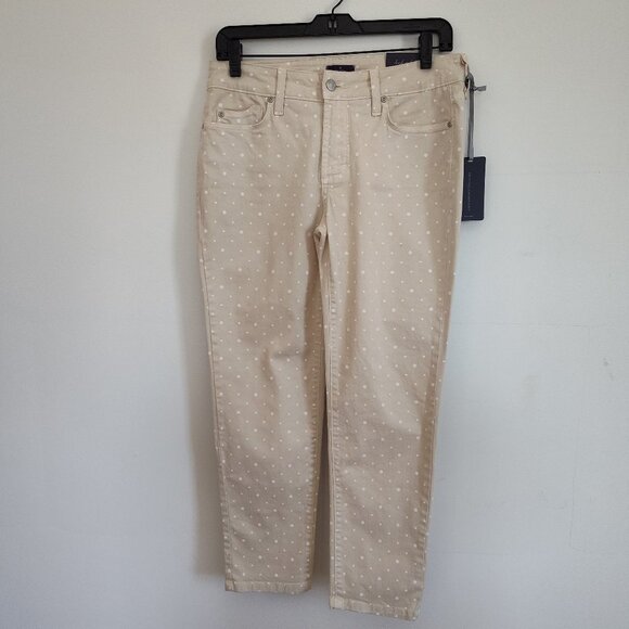 Ladies Petite SZ 4P NYDJ Beige Polka-Dot  Ankle Pant - Picture 1 of 6